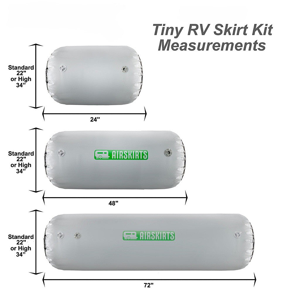 low clearance measurement diagram for airskirts inflatable tiny rv skirt kit providing insulation protection for winter and summer conditions