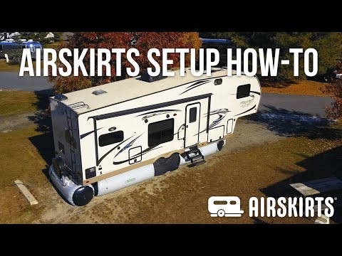 airskirts for campers tutorial video showing you how to install the inflatable skirting kit on a fifth wheel trailer.