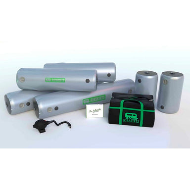 rv skirting for winter AirSkirts Tiny RV Inflatable Kit designed for RVs that are 13 to 16 feet long all components of kit in front view