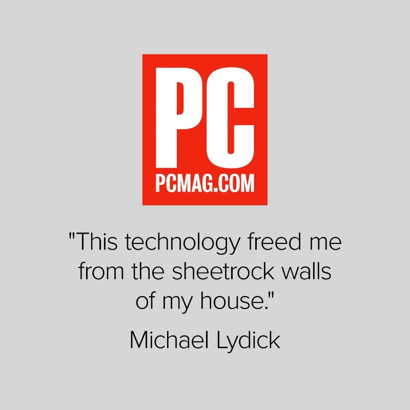 Drive Reach weBoost image showing a customer review from PCMAG.com. The customer said "This technology freed me from the sheetrock walls of my house."