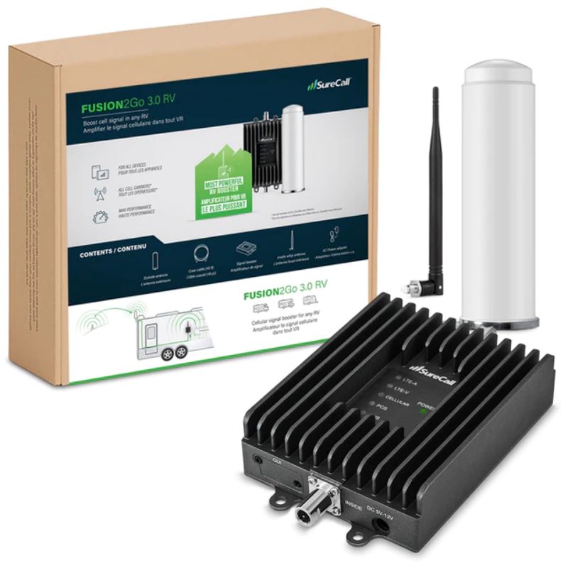 cell phone booster box SureCall Fusion2Go 3.0 RV Cell Signal Booster Kit — The RV Outpost