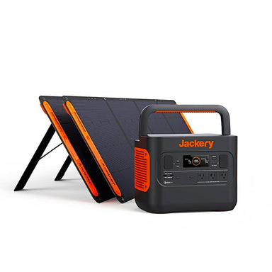 jackery 2000 product image showing the power station and solar panels in corner view