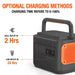 jackery 2000 solar generator informational image showing the wall outlet and car outlet charging times