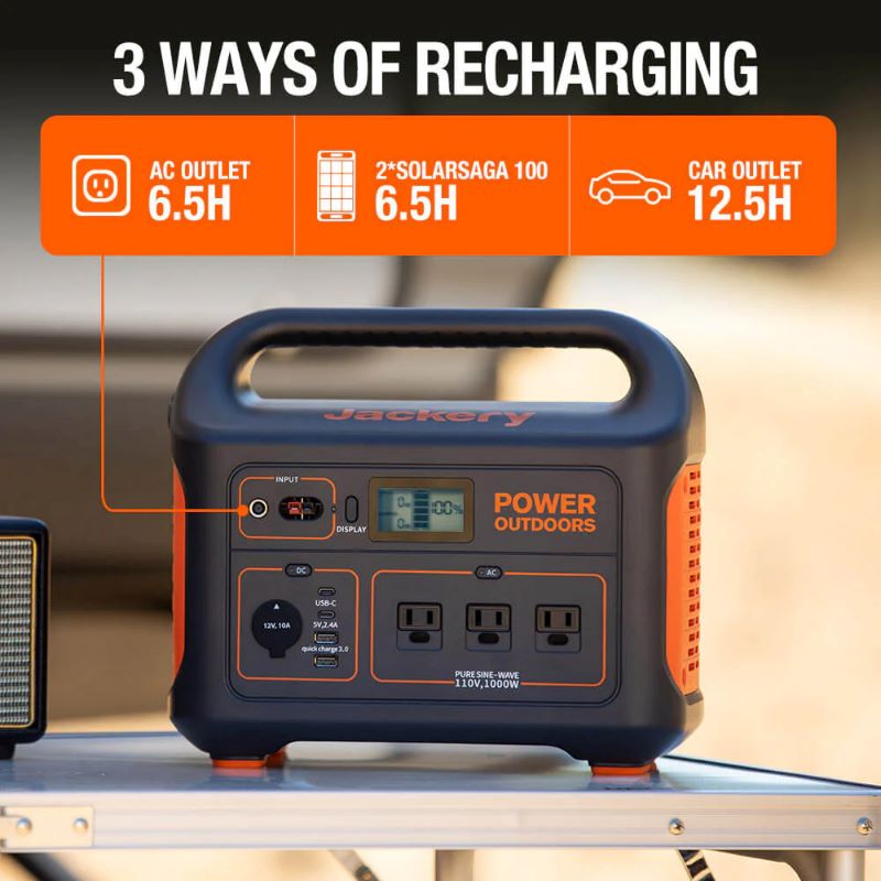 jackery 880 review showing the front of the power station with three different ways to recharge