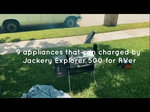 jackery 500 explorer price informational video showing you nine different appliances that you can power and operate while out camping. 