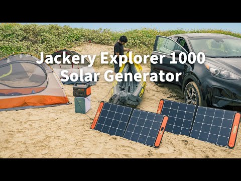 jackery 1000 with solar panels promotional video showing off the features and benefits of the solar generator