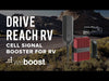 We Boost Drive Reach RV video showing off the features, benefits, and how the Drive Reach RV Booster Kit improves your cell phone signal in your RV